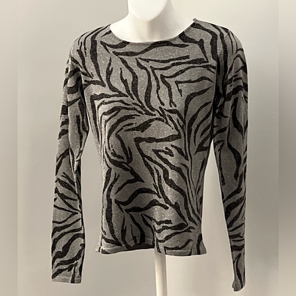 Nygard Collection Sparkly Silk Blend Zebra Print Top - Picture 1 of 7